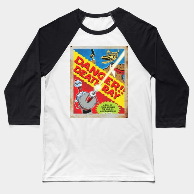 Mystery Science Rusty Barn Sign 3000 - Danger! Death Ray Baseball T-Shirt by Starbase79